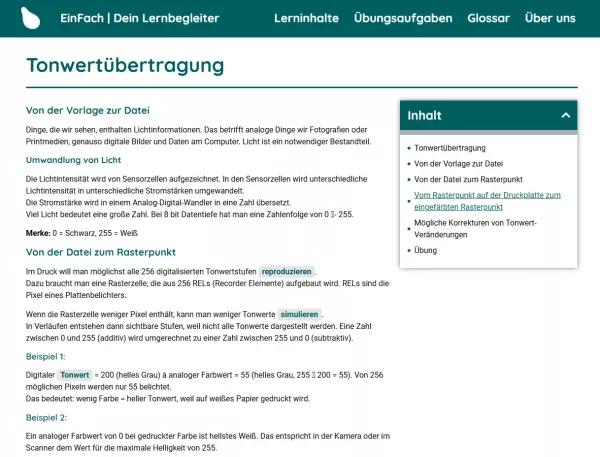 Webseite: Tonwertübertragung