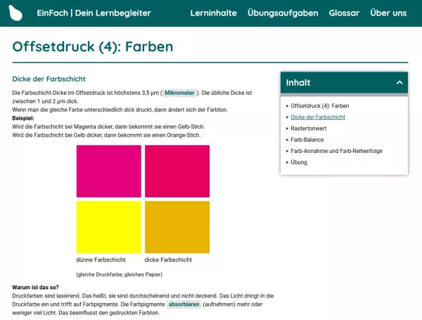 Webseite: Offsetdruck (4): Farben