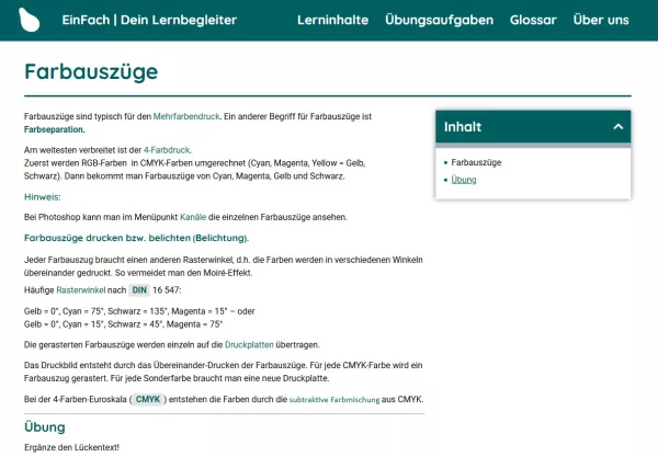 Webseite: Farbauszüge