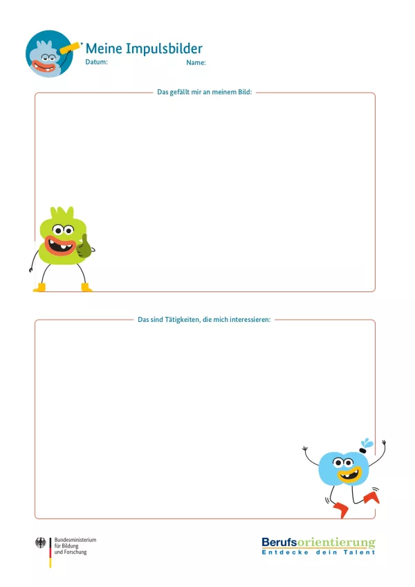 Arbeitsblatt: Meine Impulsbilder: Arbeitsblatt