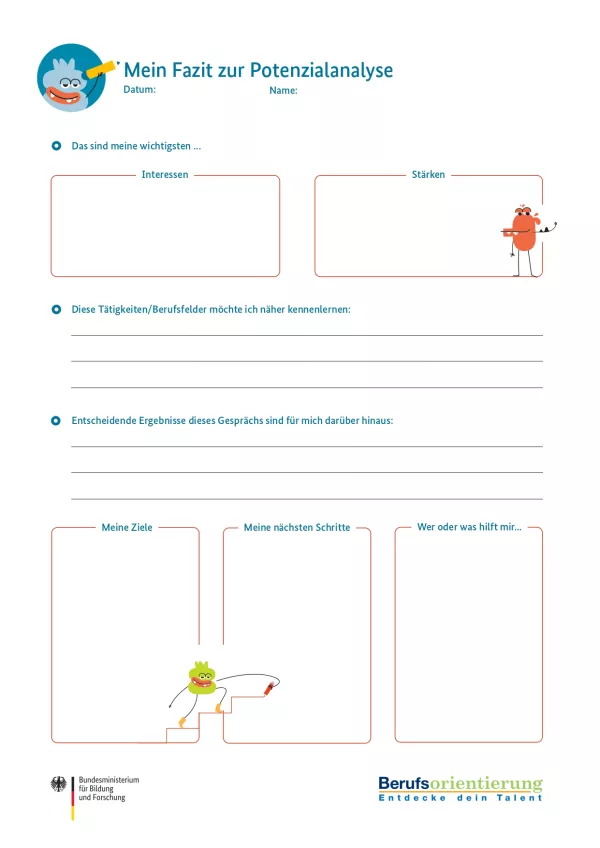Arbeitsblatt: Mein Fazit zur Potenzialanalyse
