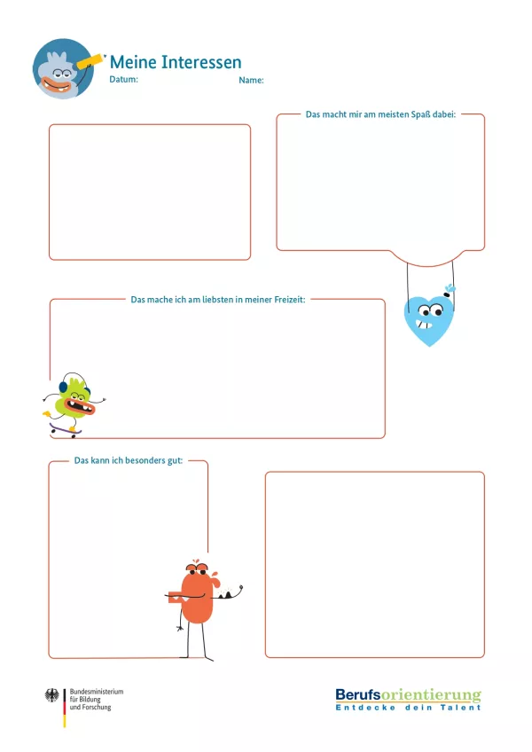 Arbeitsblatt: Meine Interessen: Arbeitsblatt
