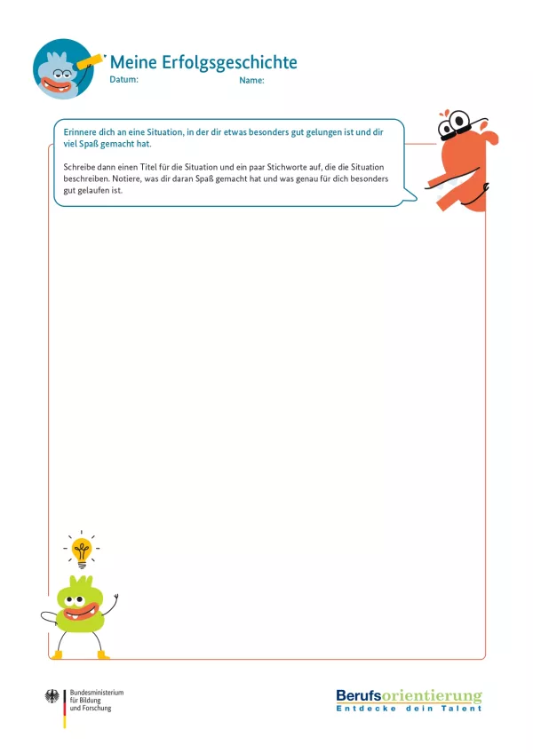 Arbeitsblatt: Meine Erfolgsgeschichte: Arbeitsblatt