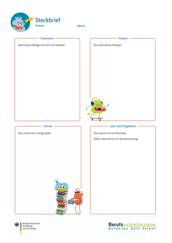 Arbeitsblatt: Steckbrief: Arbeitsblatt