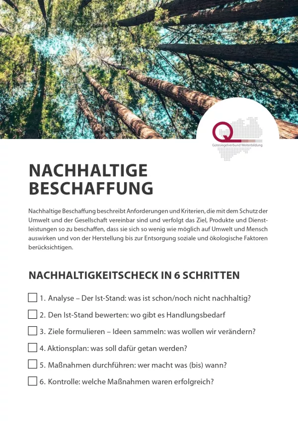 Anleitung: Nachhaltige Beschaffung: Nachhaltigkeitscheck in sechs Schritten