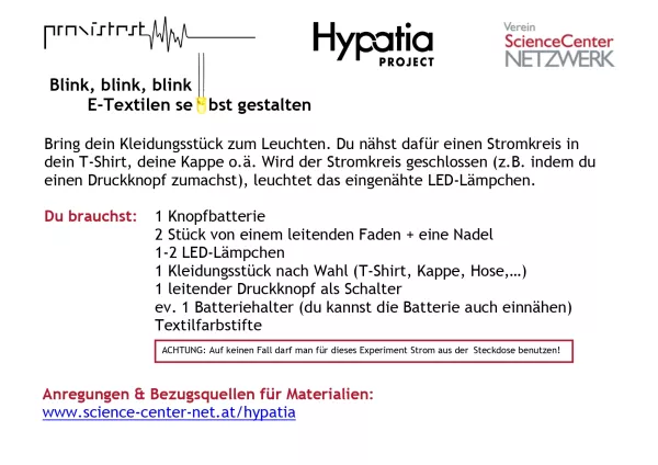 Experiment: Experimentierkarte: E-Textilien selbst gestalten