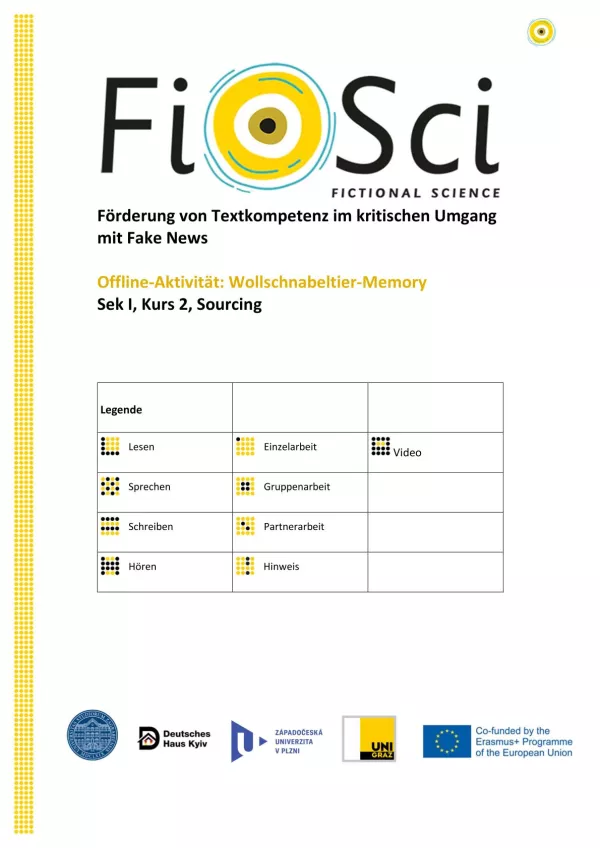 Arbeitsblatt: Wollschnabeltier-Memospiel Sek I