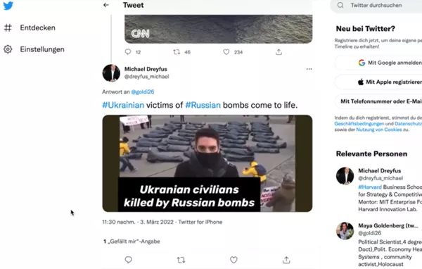 Video: Ukraine-Krieg und Falschinformationen auf Social Media | Videobeispiel 3 "Lebendige Tote"