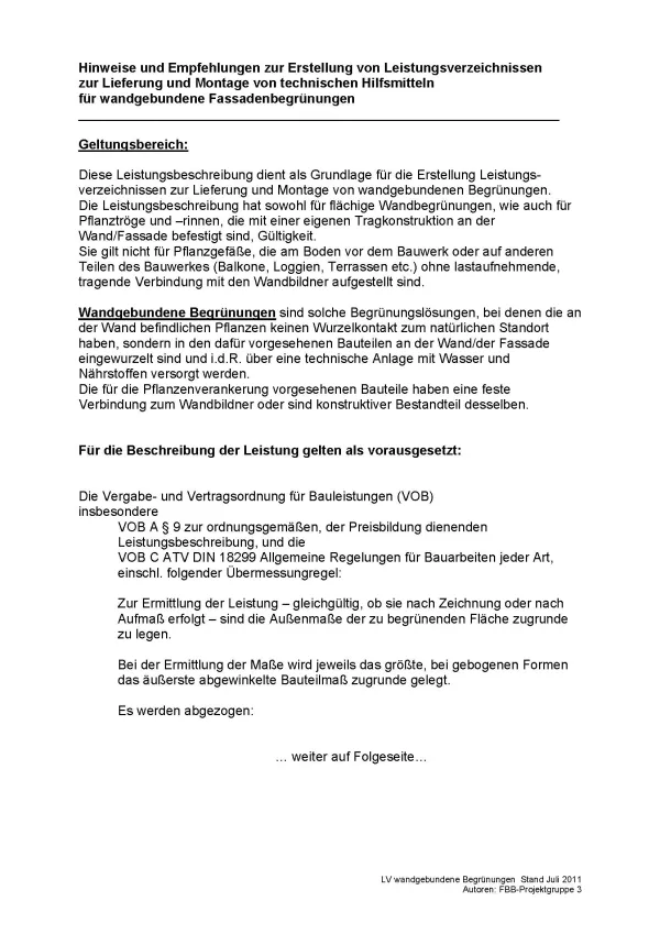 Broschuere: Muster-LV Wandgebundene Begrünung