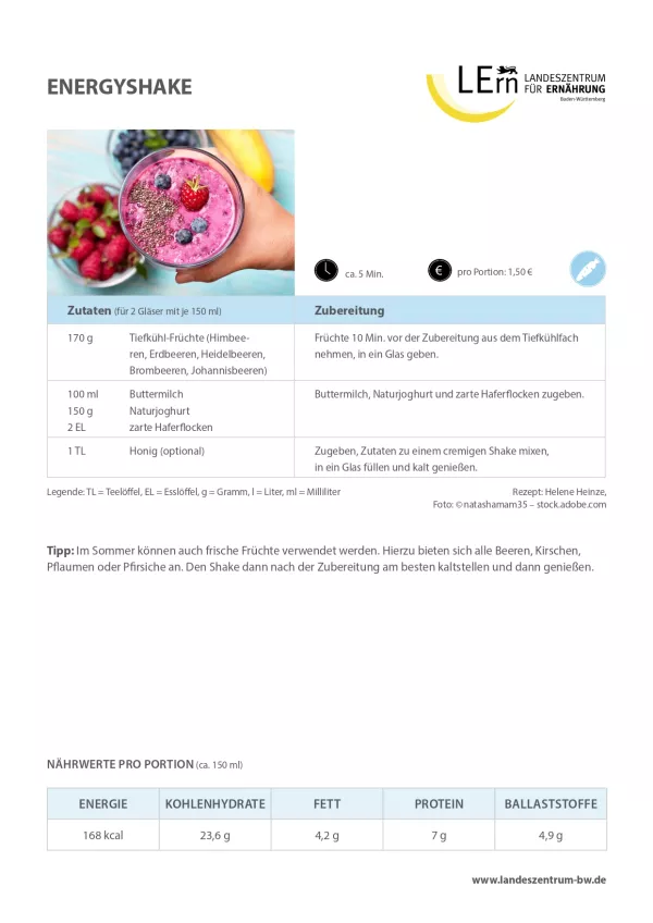 Sonstiges: #easyfoodbw | Rezept Energyshake
