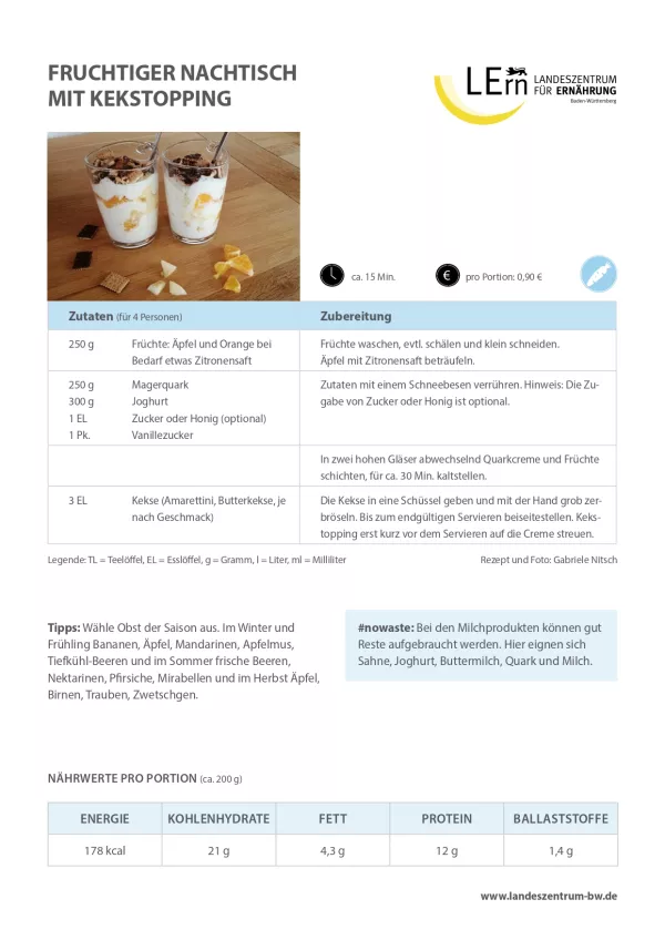 Sonstiges: #easyfoodbw | Rezept Fruchtiger Nachtisch mit Kekstopping