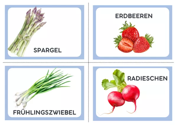 Lernspiel: #snackattack | Obst- und Gemüse-Kärtchen für das Saison-Sortier-Game
