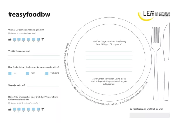 Sonstiges: #easyfoodbw | Tischset für Feedback