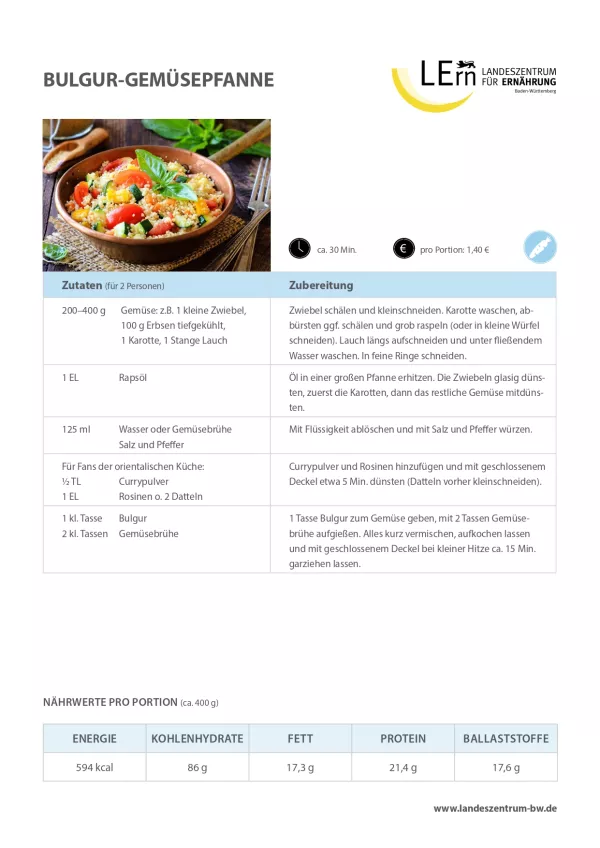 Sonstiges: #easyfoodbw | Rezept Bulgur-Gemüsepfanne