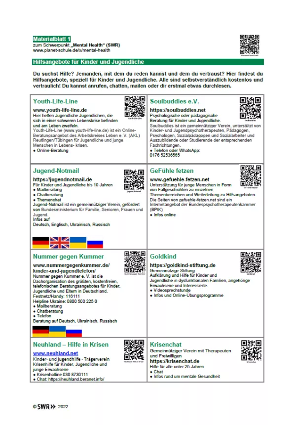Text: Materialblatt 1: Hilfsangebote für Kinder und Jugendliche (DOCX)