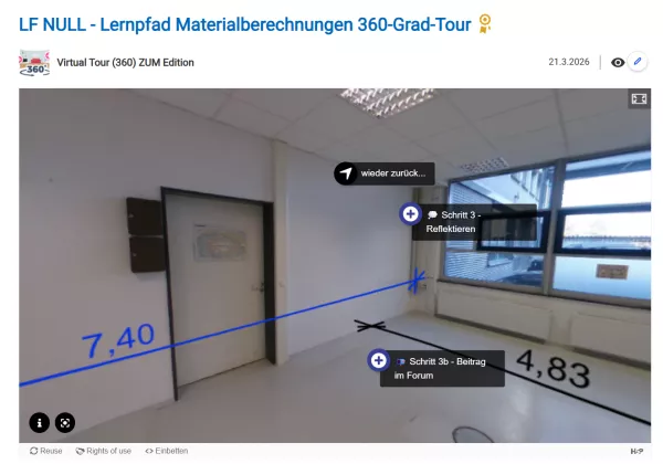 Veranschaulichung: LF NULL - Lernpfad Materialberechnungen 360-Grad-Tour