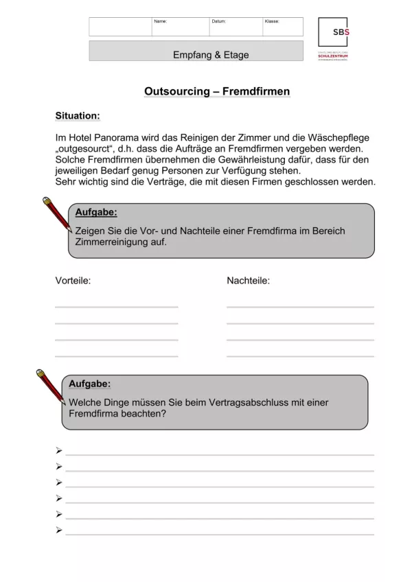 Unterrichtsbaustein: 11.1 Outsourcing - Fremdfirmen