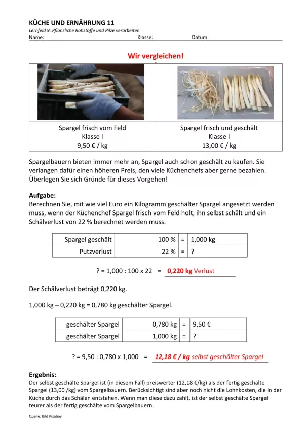 Unterrichtsbaustein: 9.3 Spargel: Wir vergleichen!