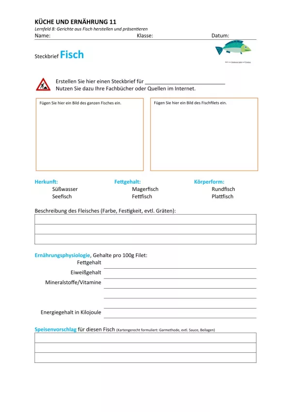Unterrichtsbaustein: 8.1 Steckbrief Fisch