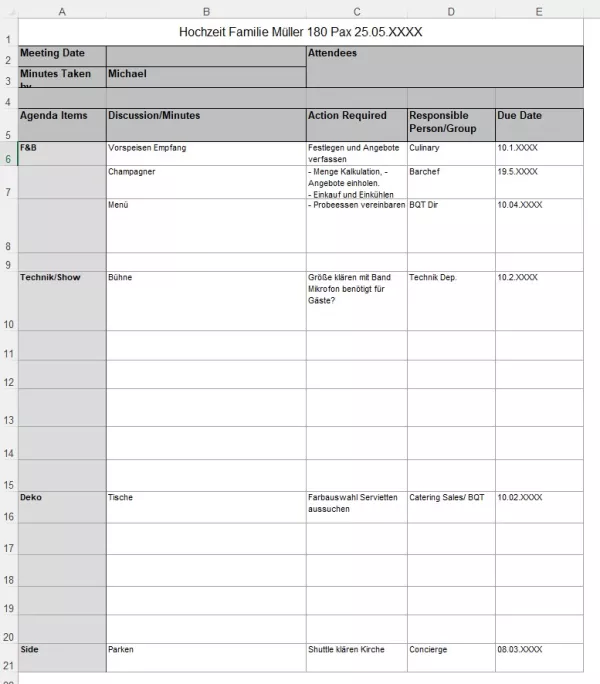 Unterrichtsbaustein: 13.1 Meeting Minutes Planung Event Beispiel HZ Müller