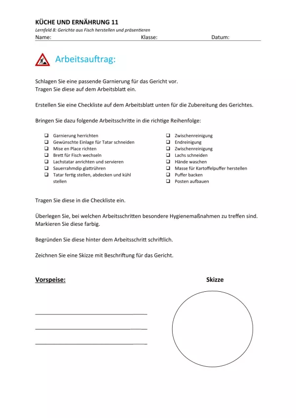 Unterrichtsbaustein: 8.3 Checkliste Fischzubereitung