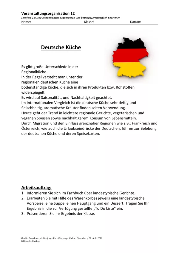 Unterrichtsbaustein: 14.1 Deutsche Küche