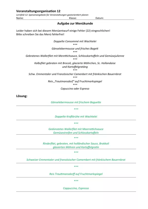 Unterrichtsbaustein: 12.1 Aufgabe zur Menükunde (Lösung)