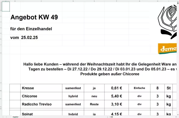 Unterrichtsbaustein: 3.1 Einzelhandelsangebot KW 49
