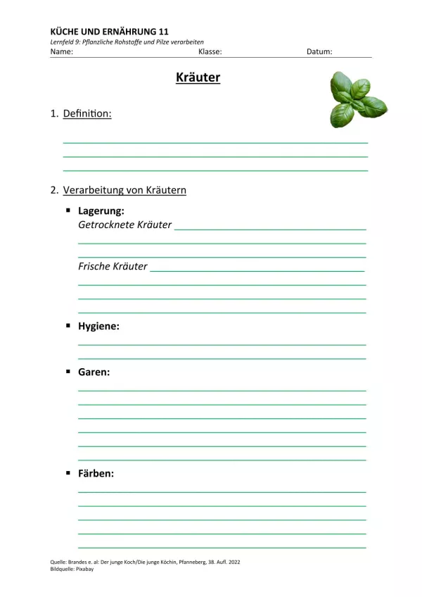 Unterrichtsbaustein: 9.2 Kräuter