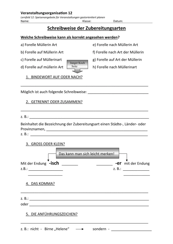 Unterrichtsbaustein: 12.1 Schreibweise der Zubereitungsarten