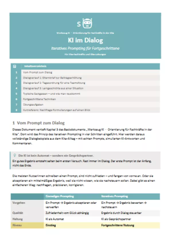 Handreichung: KI im Dialog - Iteratives Prompting für Fortgeschrittene