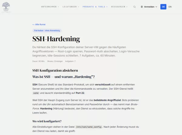 Webseite: SSH-Hardening