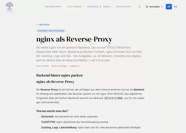 Webseite: nginx als Reverse-Proxy