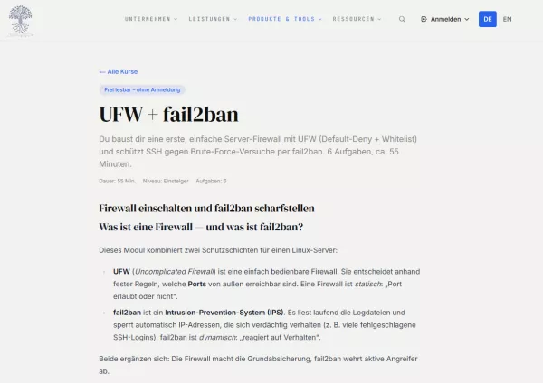 Webseite: UFW + fail2ban