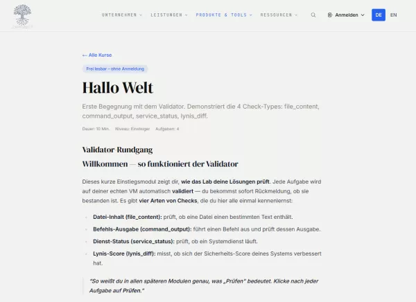 Webseite: Hallo Welt