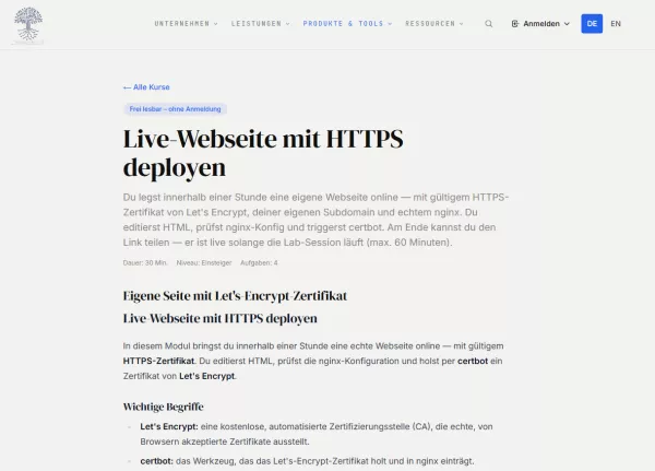 Webseite: Live-Webseite mit HTTPS deployen