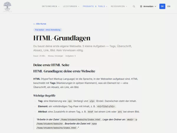 Webseite: HTML-Grundlagen