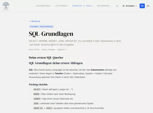 Webseite: SQL-Grundlagen