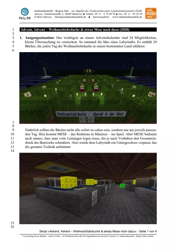Anleitung: Minetest-Adventskalender | Bauanleitung I