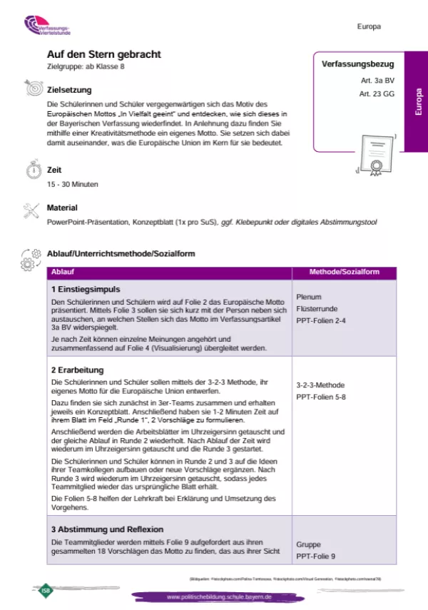 Unterrichtsplanung: Auf den Stern gebracht (PDF)
