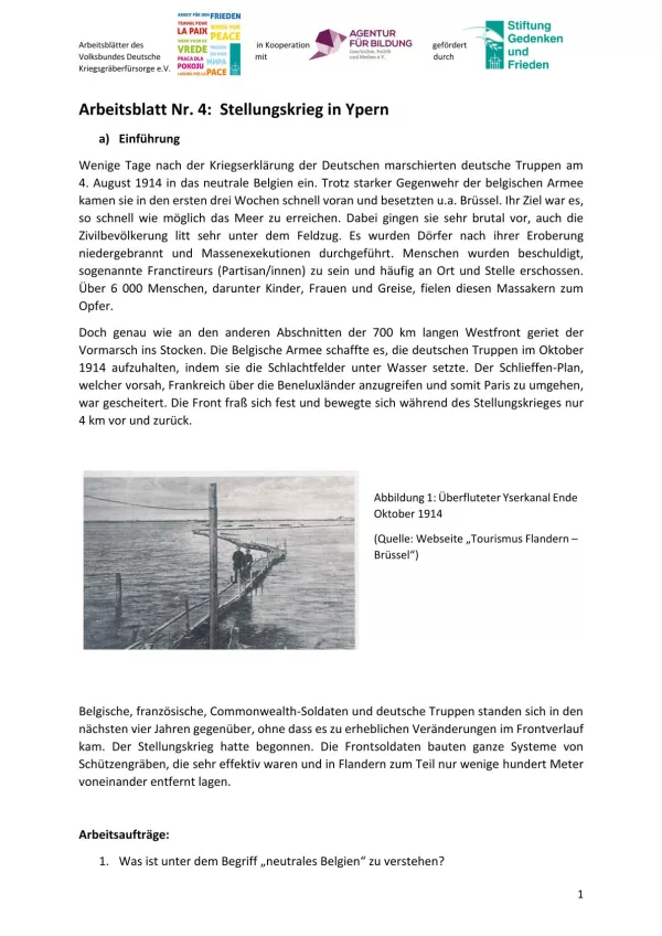 Arbeitsblatt: Arbeitsblatt 4 - Stellungskrieg in Ypern