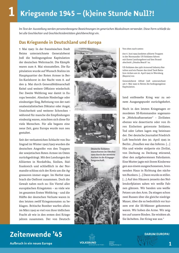 Text: Zeitenwende ʼ45 - Aufbruch in ein neues Europa