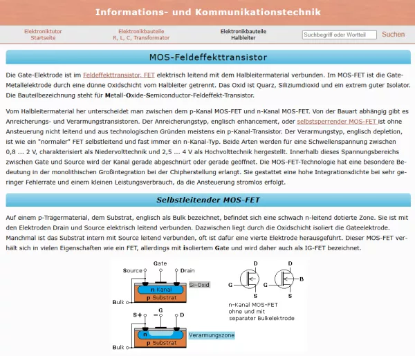 Webseite: MOS-Feldeffekttransistor