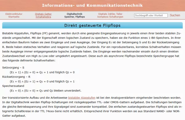 Webseite: Direkt gesteuerte Flipflops