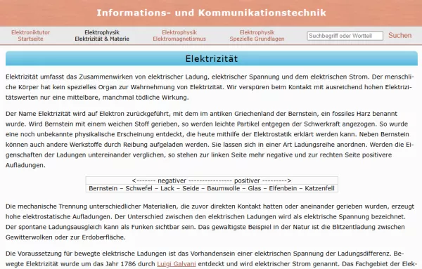 Webseite: Elektrizität