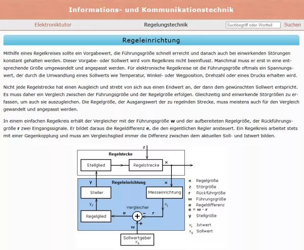 Webseite: Regeleinrichtung