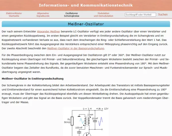 Webseite: Meißner-Oszillator
