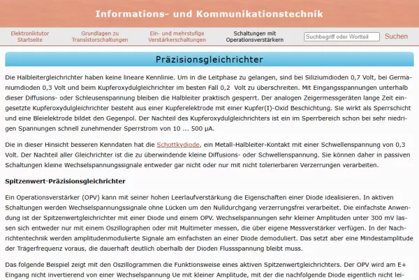 Webseite: Präzisionsgleichrichter