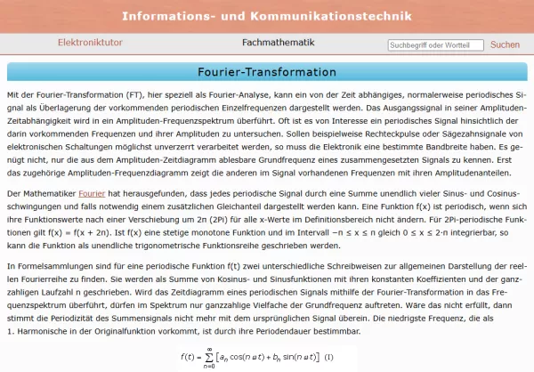Webseite: Fourier-Transformation