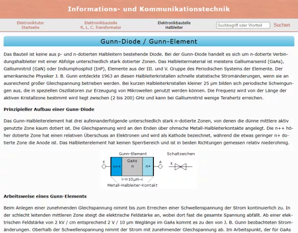 Webseite: Gunn-Diode / Gunn-Element